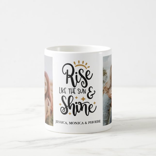 Café "Erga-se Como O Sol & Brilhe" Caneca de Foto (Centro)