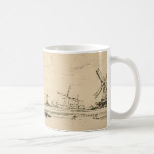 Café Esboço da caneca dos moinhos de vento