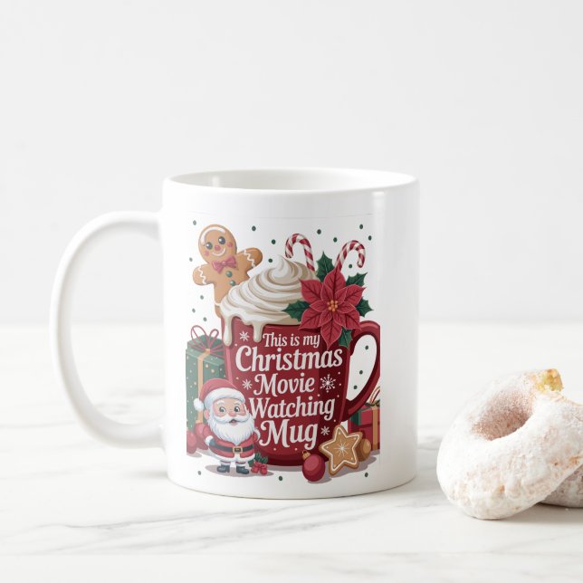 Café Esta é Minha Caneca de Natal para Ver Filmes (Com Donut)