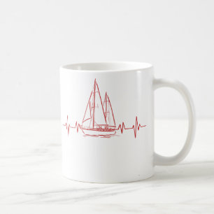 Café eu adoro velejar caneca náutica de decor oceânico