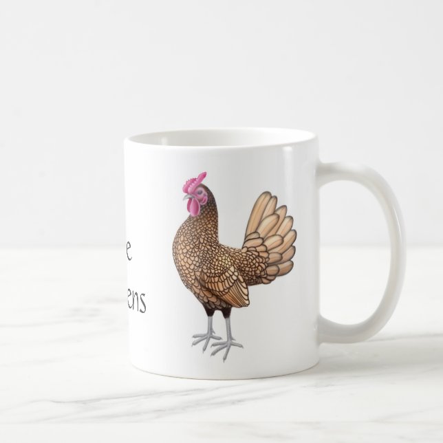 Café Eu amo a caneca da galinha anã de Sebright das (Direita)