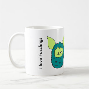 Café Eu amo a caneca de Fuzzlings - Fuzzling verde