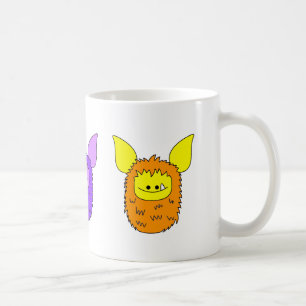 Café Eu amo a caneca de Fuzzlings - trio de Fuzzlings