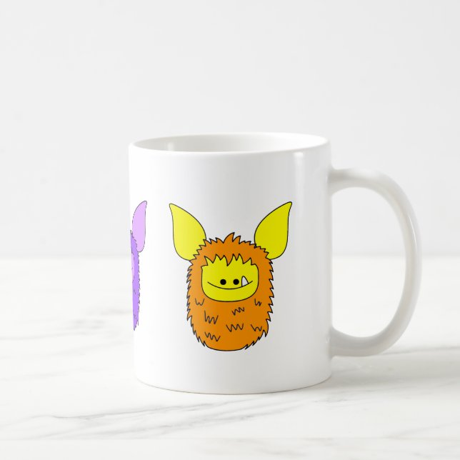 Café Eu amo a caneca de Fuzzlings - trio de Fuzzlings (Direita)