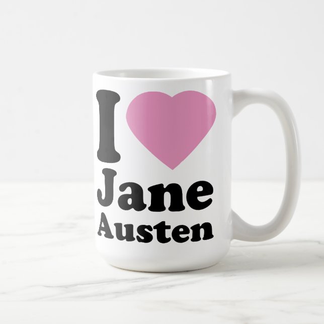 Café Eu amo a caneca de Jane Austen (Direita)