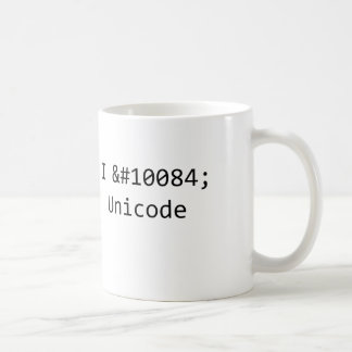Café Eu amo a caneca de Unicode