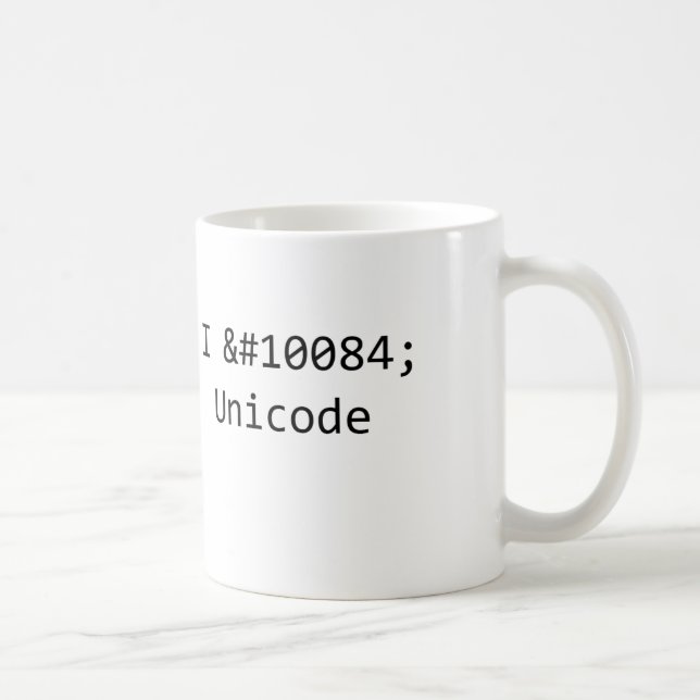 Café Eu amo a caneca de Unicode (Direita)