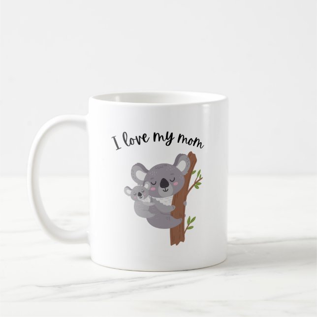 Café Eu amo a minha mãe. Eu amo a minha caneca de urso. (Esquerda)