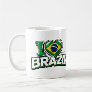 Café Eu Amo Brasil Caneca Patriótica de Futebol para Fã