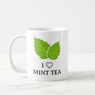Café Eu amo caneca de chá de hortelã com logotipo de fo