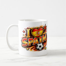 Café Eu Amo Caneca de Fã de Futebol da Espanha | Pérola