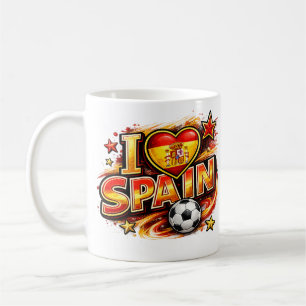 Café Eu Amo Caneca de Fã de Futebol da Espanha   Pérola