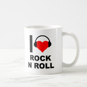 Café Eu Amo Caneca Divertida de Rock