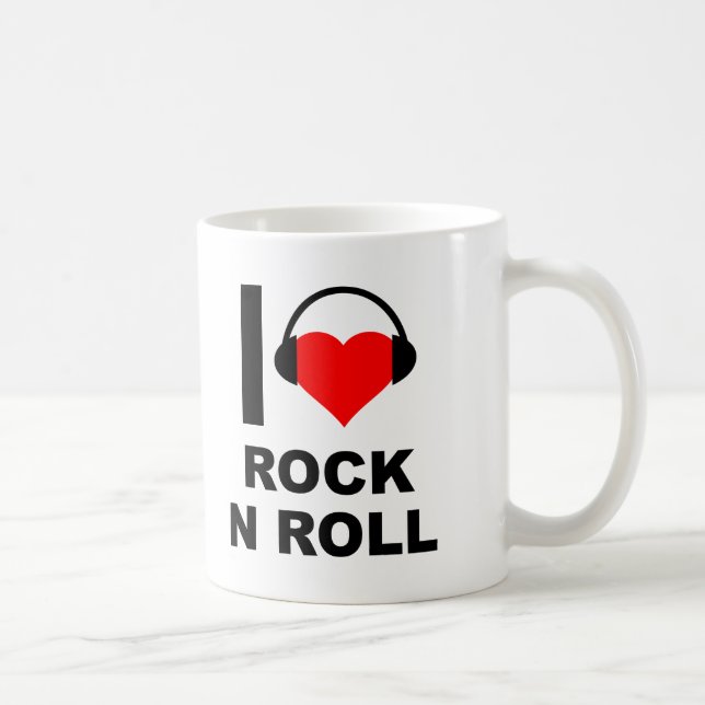 Café Eu Amo Caneca Divertida de Rock (Direita)