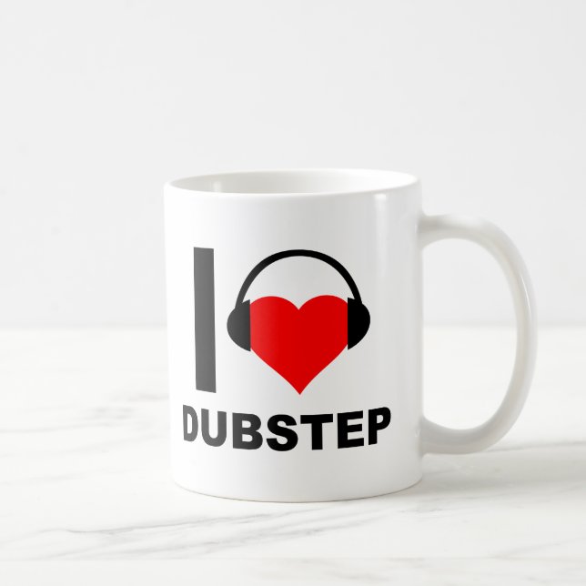 Café Eu Amo Caneca Engraçada de Dubstep (Direita)
