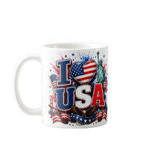 Eu Amo EUA Caneca de Futebol Patriota | Bandeira A