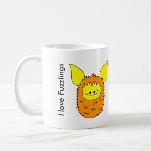 Café Eu amo Fuzzling alaranjado/amarelo da caneca de