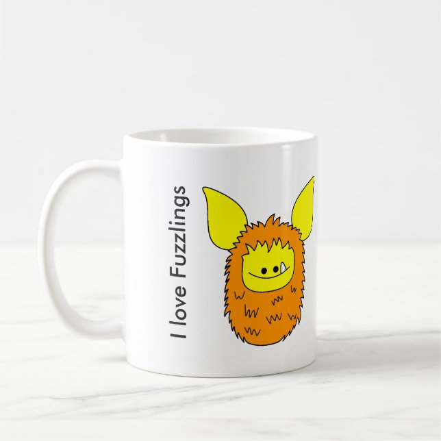 Café Eu amo Fuzzling alaranjado/amarelo da caneca de (Esquerda)