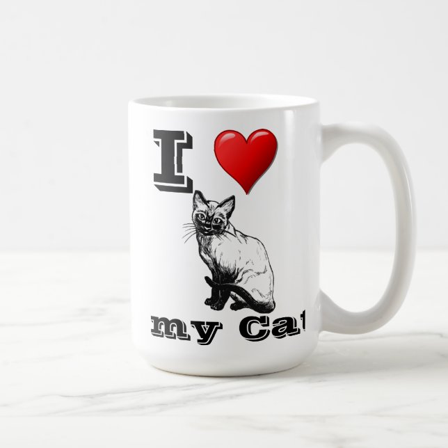 Café Eu Amo meu Caneca de Gato (Direita)