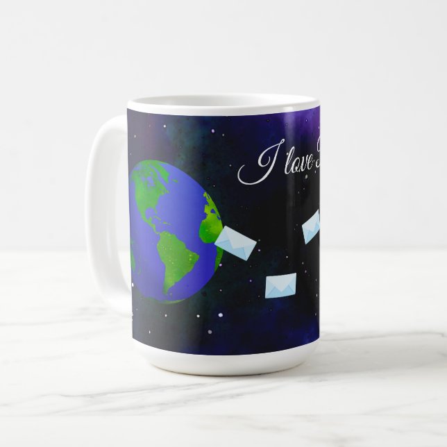 Café Eu Amo Postcrossing ll - Caneca de 15 oz. (Frente Esquerda)