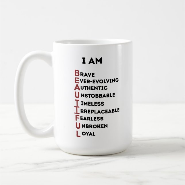 CAFÉ EU SOU BELA CANECA BRANCA CLÁSSICA DE 15 OZ CERÂMI (Esquerda)