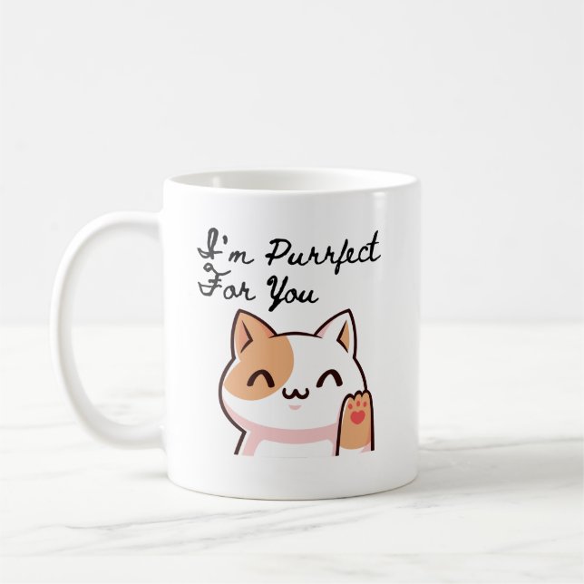 Café Eu sou perfeito para você, caneca de gato - presen (Esquerda)