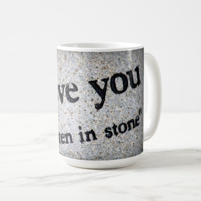 Café Eu te amo caneca de café, escrita na pedra (Frente Esquerda)