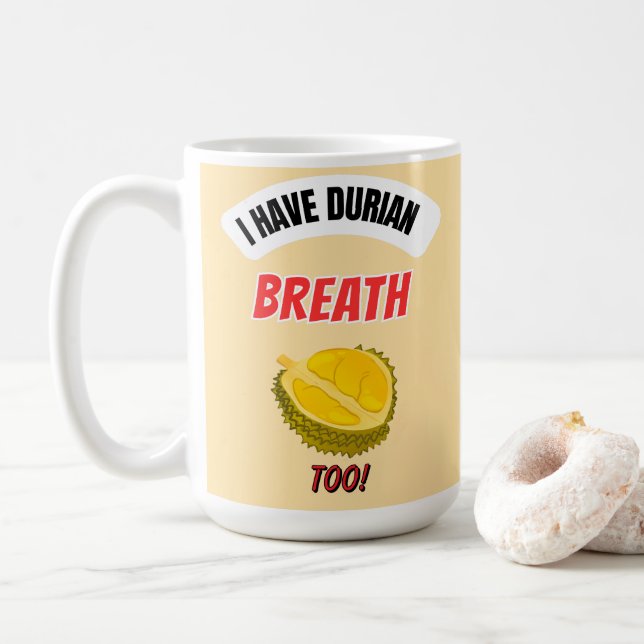 Café Eu Tenho Mau Hálito de Durian Também Caneca de Caf (Com Donut)