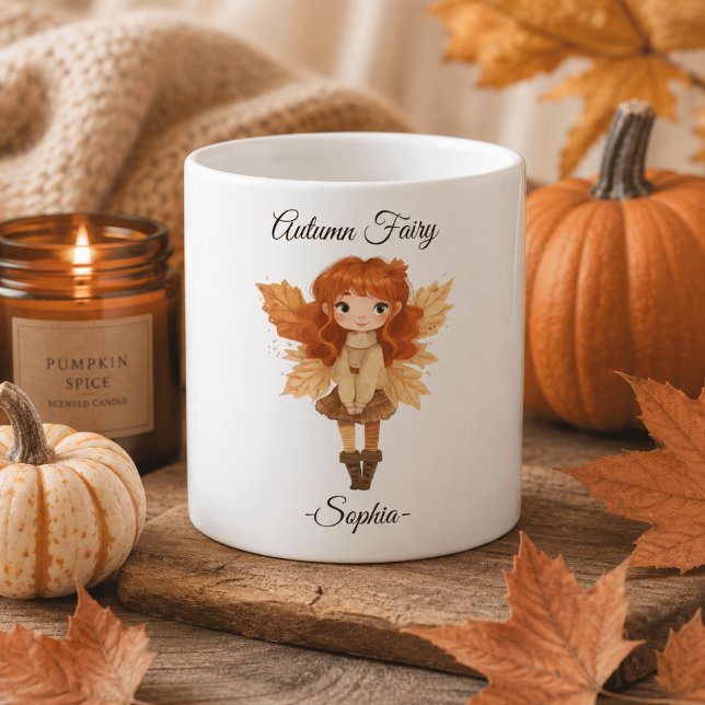 Café Fada Minimalista de Outono – Caneca Personalizada (Criador carregado)