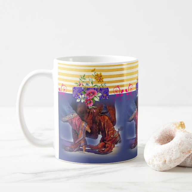 Café Faixa de dançarino faixa azul amarela caneca (Com Donut)
