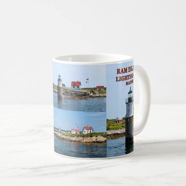Café Farol da ilha da ram, caneca de Maine do porto de (Frente Esquerda)