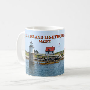 Café Farol da ilha da ram, caneca de Maine do porto de