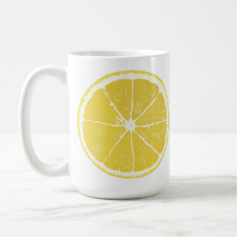 Café Fatia de Limão Amarelo Brilhante na Caneca Branca