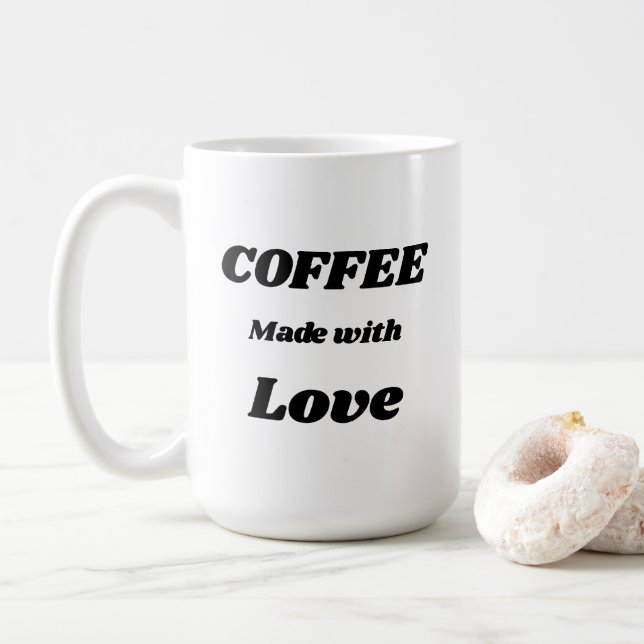 Café feito com caneca do amor (Com Donut)