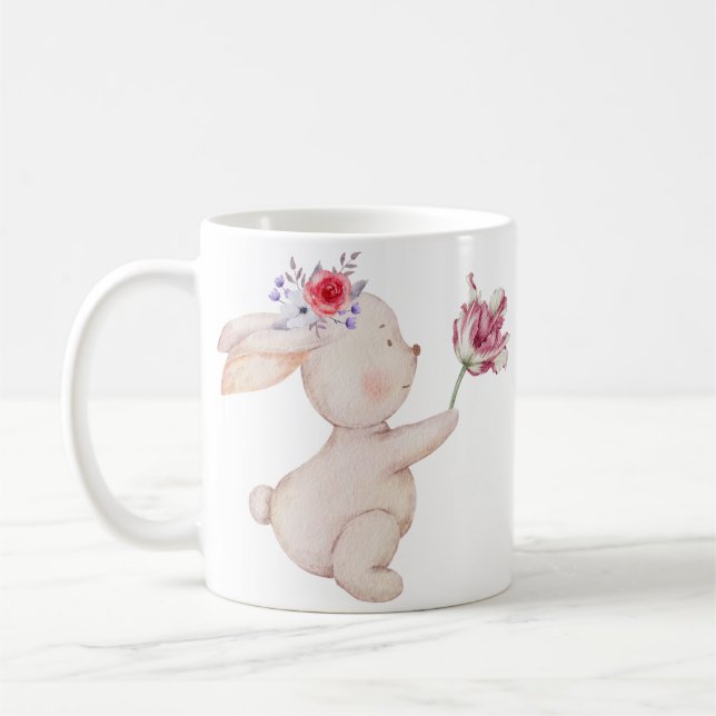 Café Felicidade de Coelho em Flor - Caneca de Coelho Fo (Esquerda)
