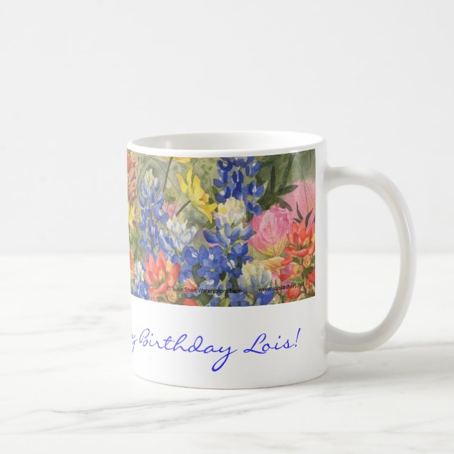 Café Feliz aniversario! Caneca dos Wildflowers de Texas (Direita)
