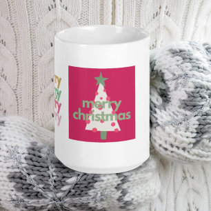 Café Feliz branca moderna, cor-de-rosa caneca de Natal