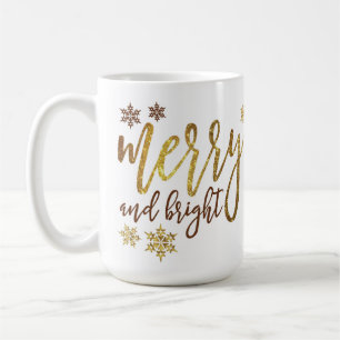 Café Feliz e Brilho - Ouro de caneca de Natal
