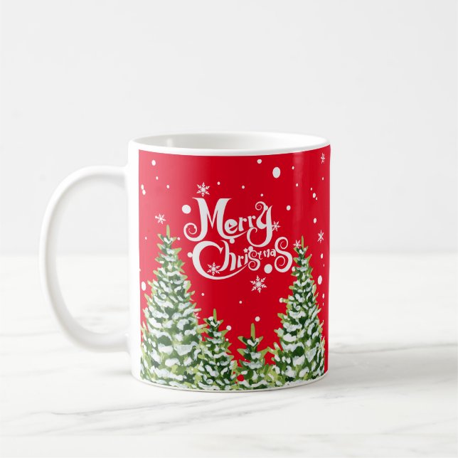 Café Feliz Natal Árvores de Neve Caneca de Natal (Esquerda)