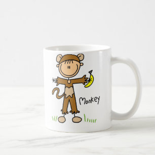 Café Figura da vara na caneca do terno de macaco