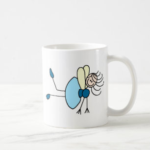 Café Figura de palito de fada em caneca azul