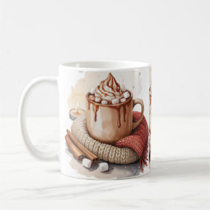 Café Fique Aconchegante - Caneca de Inverno em Aquarela