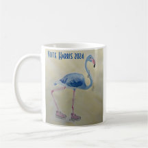 Flamingo azul com caneca de pérolas