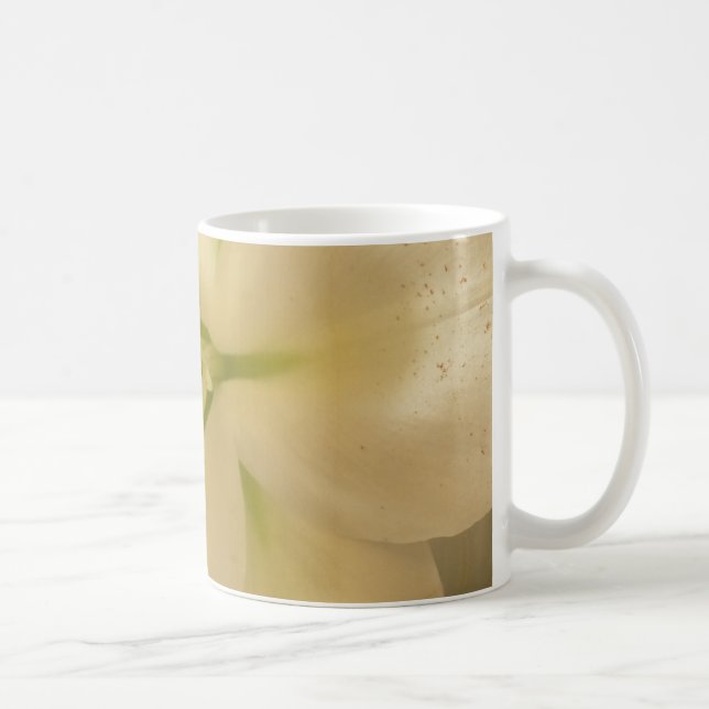 Café Flor de Lirio Branco 325 ml Caneca Branca Clássica (Direita)