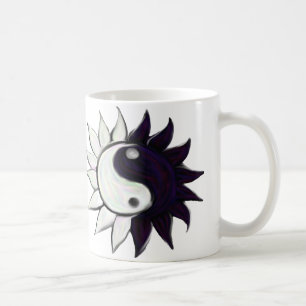 Café Flor de Yin-Yang com citações na caneca