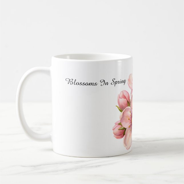 Café Flores de Aquarela na Primavera Caneca Clássica (Esquerda)