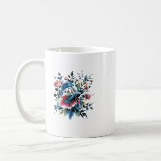 Café Flores de estilo oriental e caneca de peixe beta