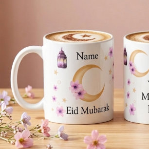 Café Flores Personalizadas Eid Mubarak Caneca de Cerâmi