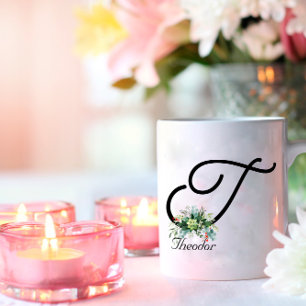 Café Flores silvestres de cor branca-preta caneca de ca
