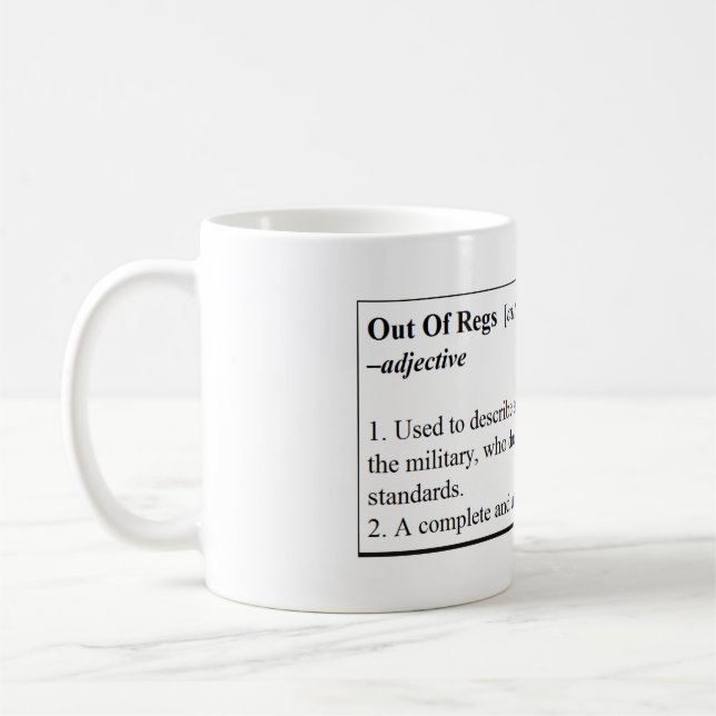 Café Fora da caneca da definição de Regs (Esquerda)